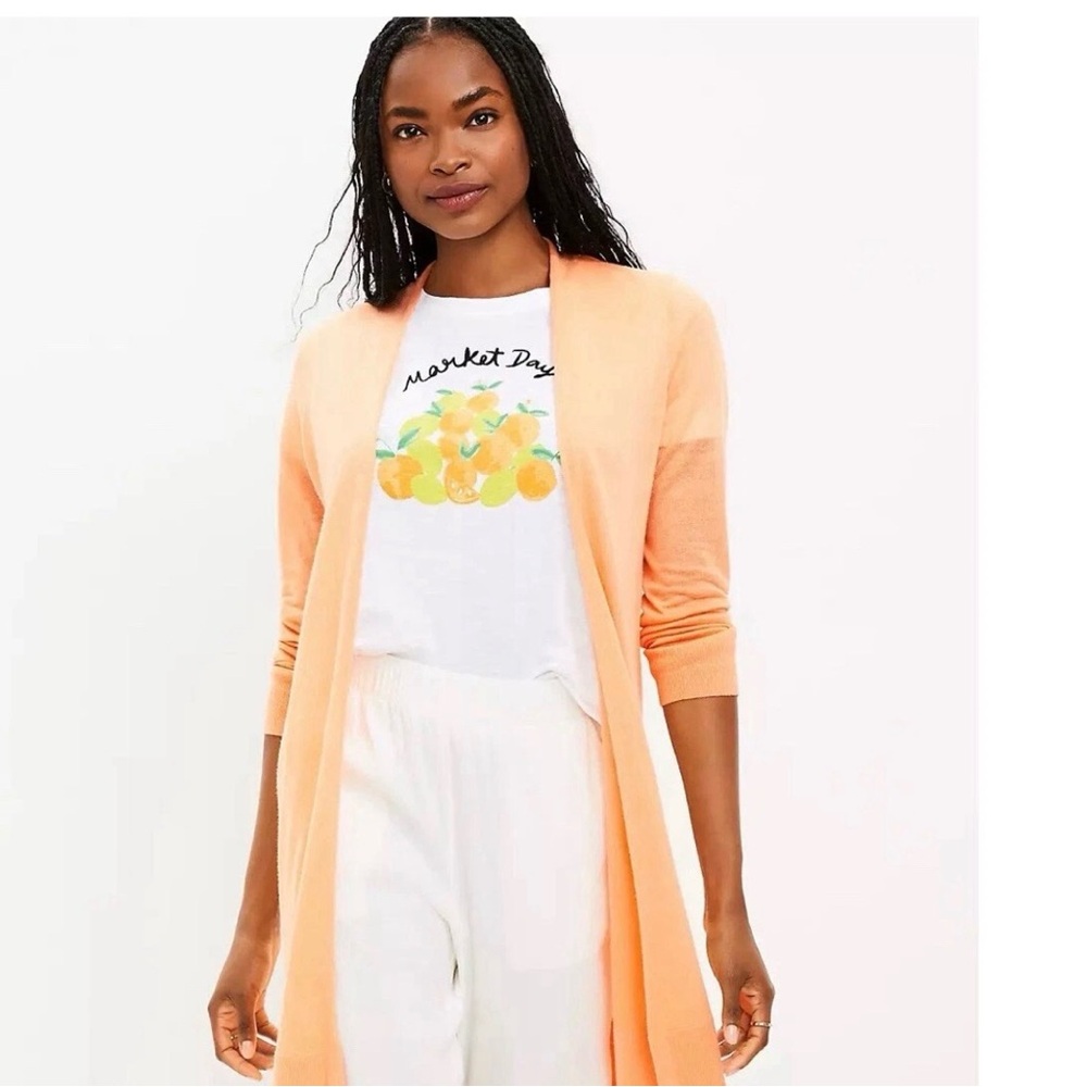 LOFT Light Orange/Peach Women's Cardigan | Size Large